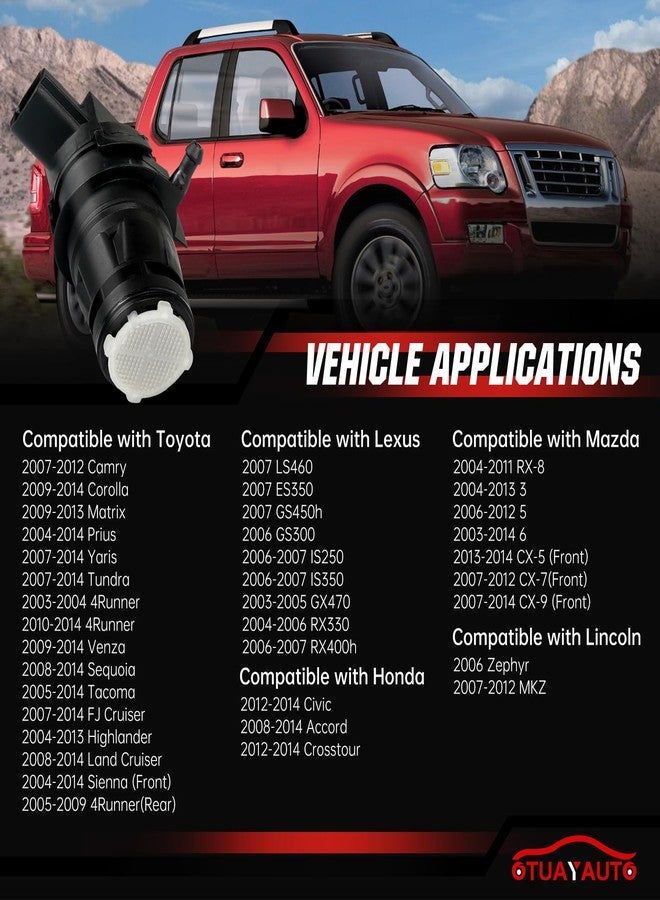 أوتويوتو مضخة غسيل الزجاج الأمامي OTUAYAUTO 85330-60190 مع حلقة مطاطية بديلة لسيارات تويوتا، لكزس، سوبارو، مازدا، نيسان، أكورا، وهوندا. بديل للقطع الأصلية 85330-AE010 و85330-60180. - Image 3